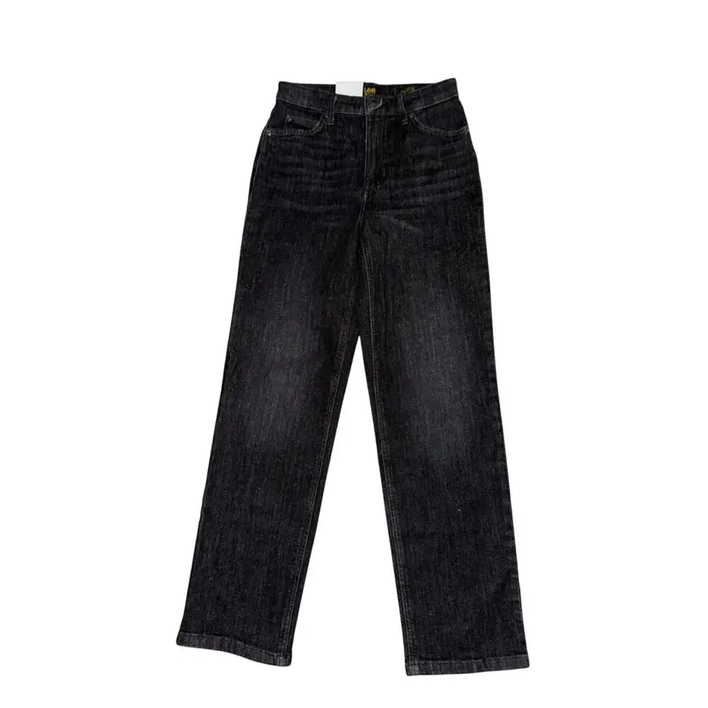 NEW LEE Vintage Modern Washed Black Denim High Rise Straight Ankle Jeans SZ 26